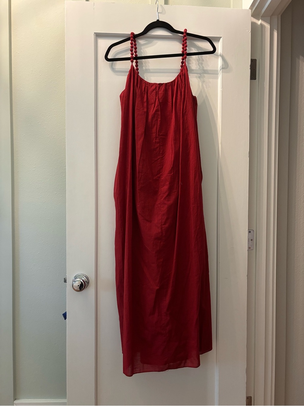 Zara Red Beaded-Strap Maxi Dress